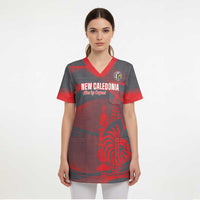 Custom New Caledonia Football Scrub Top Allez Les Cagous Grey Version - Polynesian Pride