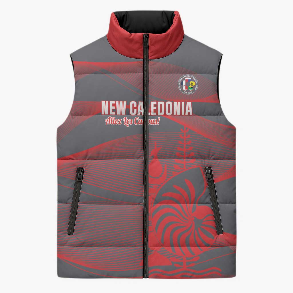 Custom New Caledonia Football Sleeveless Puffer Jacket Allez Les Cagous Grey Version - Polynesian Pride