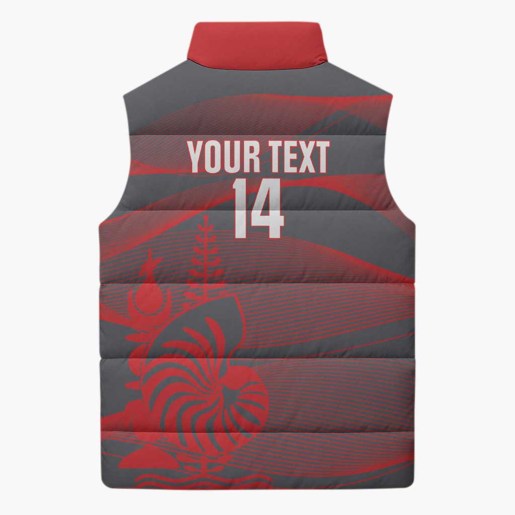 Custom New Caledonia Football Sleeveless Puffer Jacket Allez Les Cagous Grey Version - Polynesian Pride