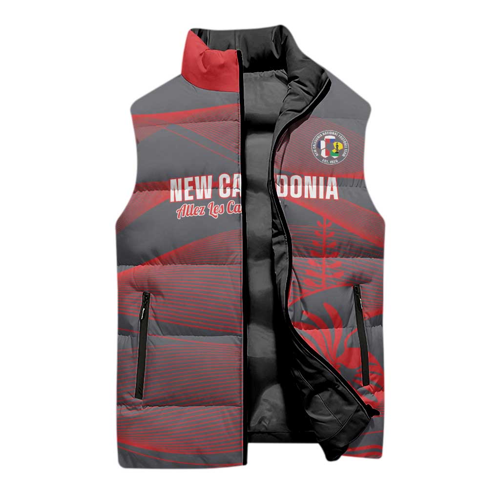 Custom New Caledonia Football Sleeveless Puffer Jacket Allez Les Cagous Grey Version - Polynesian Pride