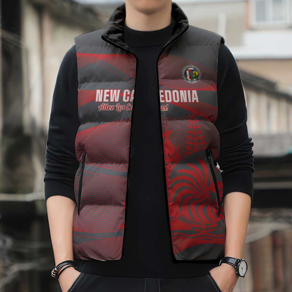 Custom New Caledonia Football Sleeveless Puffer Jacket Allez Les Cagous Grey Version - Polynesian Pride