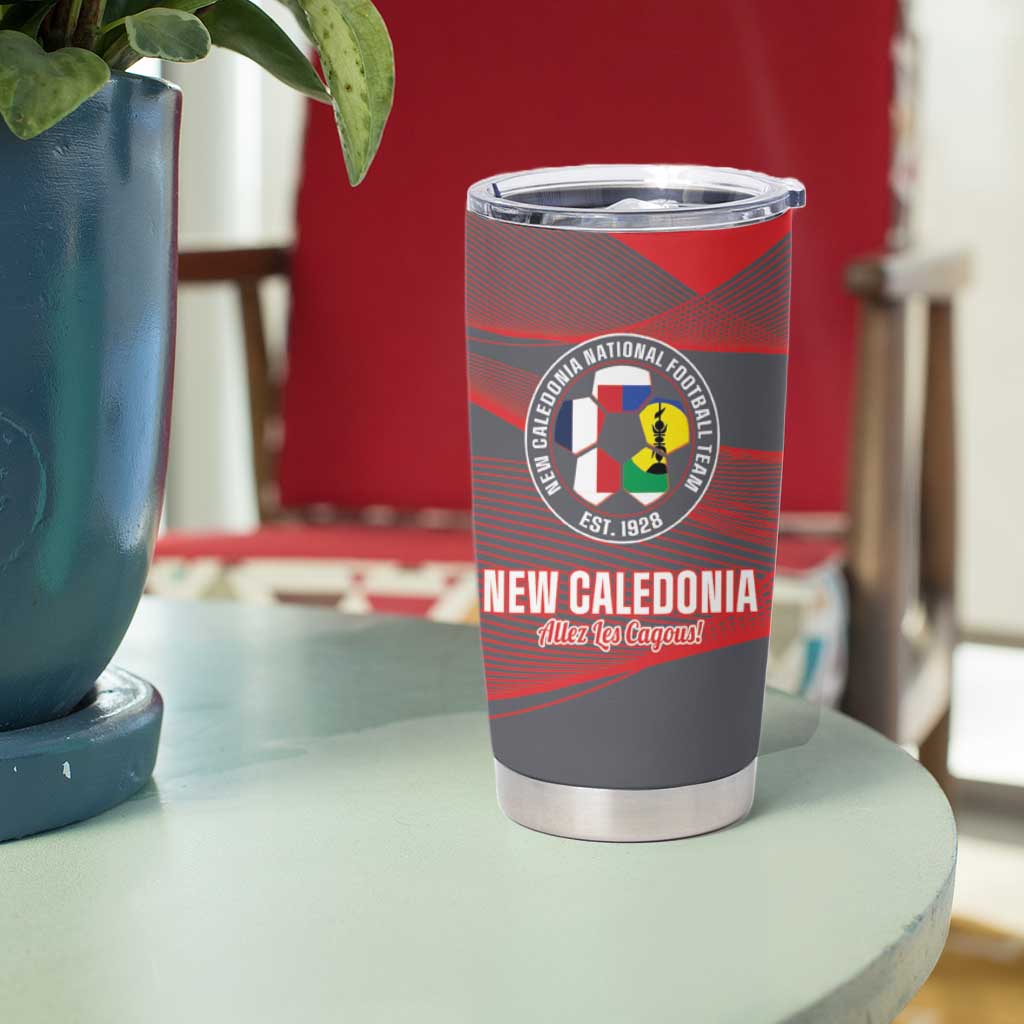 Custom New Caledonia Football Tumbler Cup Allez Les Cagous Grey Version - Polynesian Pride