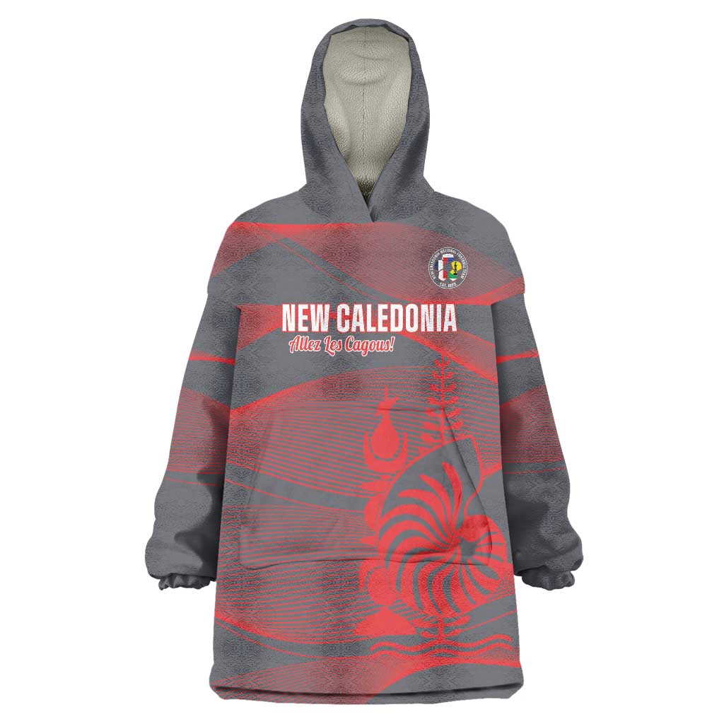 Custom New Caledonia Football Wearable Blanket Hoodie Allez Les Cagous Grey Version LT14 One Size Grey - Polynesian Pride