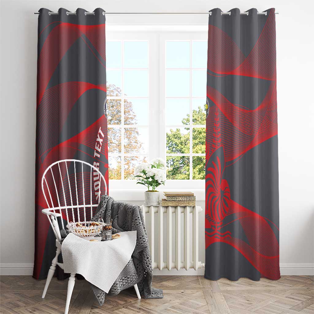 Custom New Caledonia Football Window Curtain Allez Les Cagous Grey Version - Polynesian Pride
