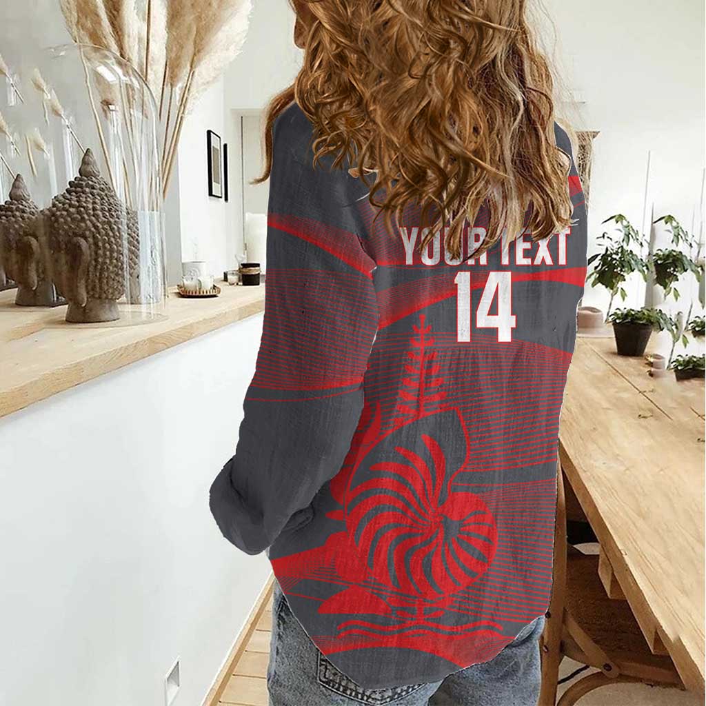 Custom New Caledonia Football Women Casual Shirt Allez Les Cagous Grey Version LT14 - Polynesian Pride