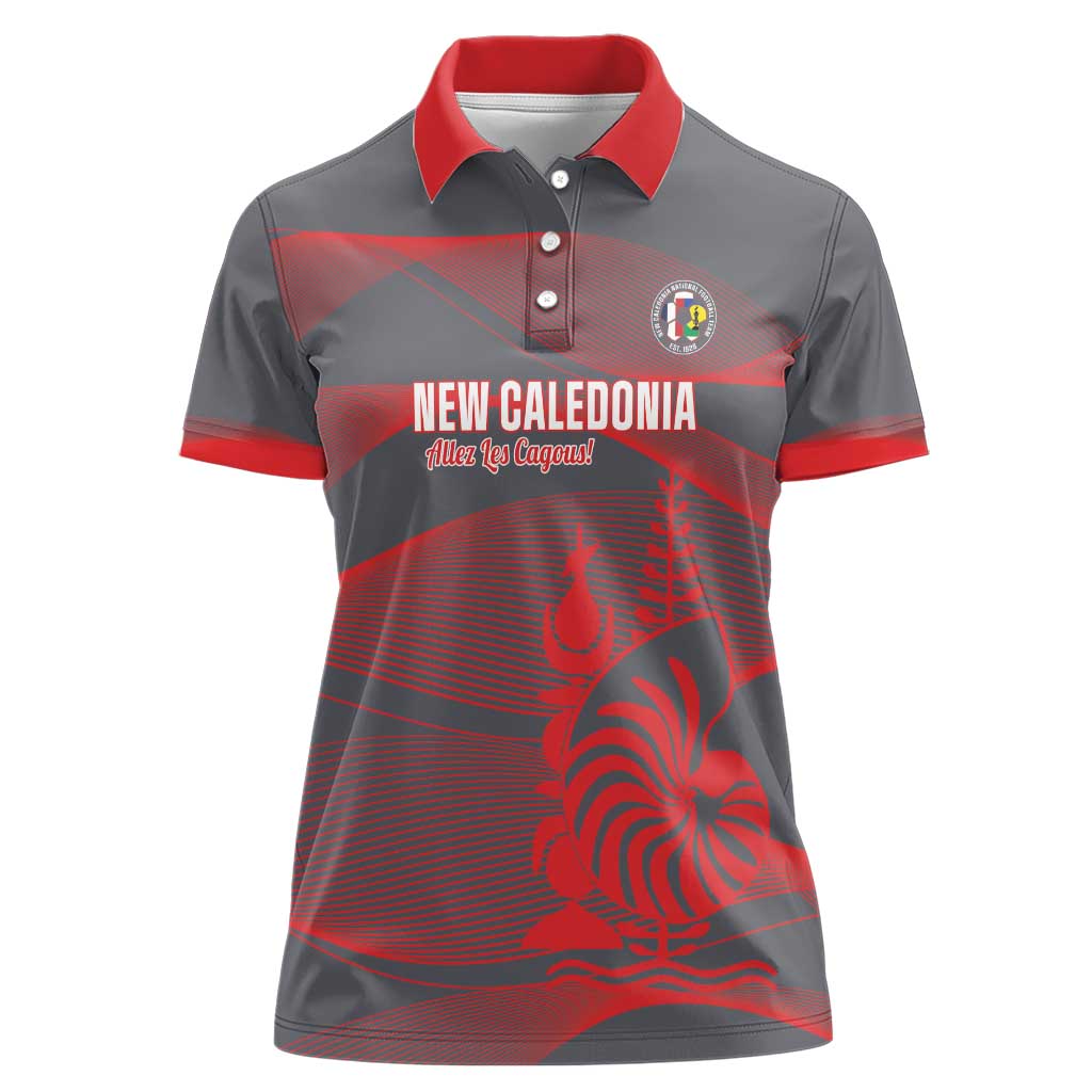Custom New Caledonia Football Women Polo Shirt Allez Les Cagous Grey Version LT14 Female Grey - Polynesian Pride