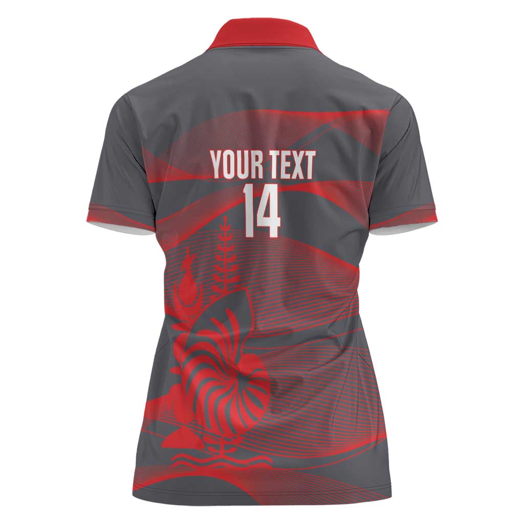 Custom New Caledonia Football Women Polo Shirt Allez Les Cagous Grey Version LT14 - Polynesian Pride