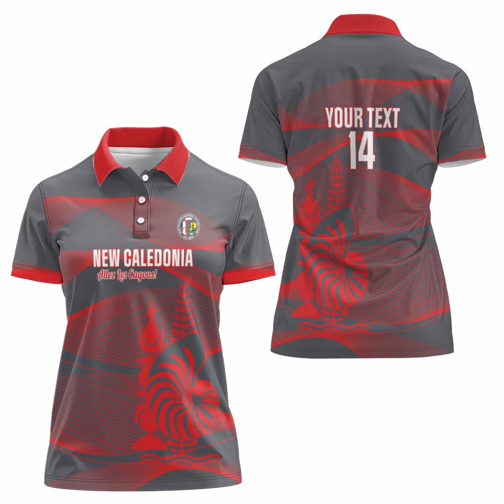 Custom New Caledonia Football Women Polo Shirt Allez Les Cagous Grey Version LT14 - Polynesian Pride