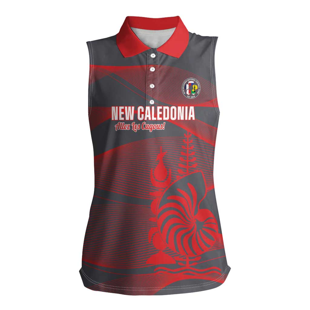 Custom New Caledonia Football Women Sleeveless Polo Shirt Allez Les Cagous Grey Version LT14 Female Grey - Polynesian Pride