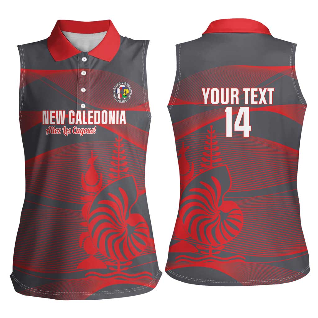 Custom New Caledonia Football Women Sleeveless Polo Shirt Allez Les Cagous Grey Version LT14 - Polynesian Pride