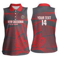 Custom New Caledonia Football Women Sleeveless Polo Shirt Allez Les Cagous Grey Version LT14 - Polynesian Pride