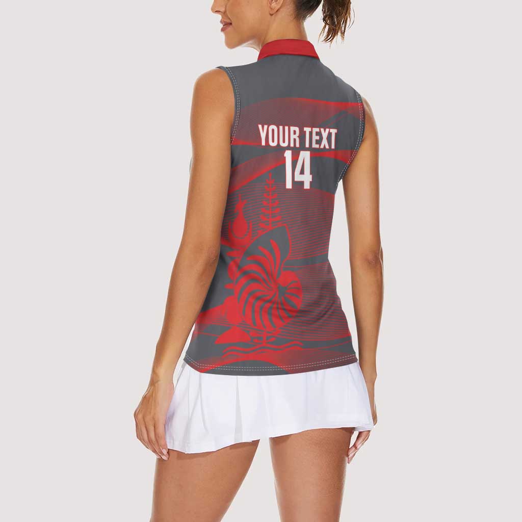 Custom New Caledonia Football Women Sleeveless Polo Shirt Allez Les Cagous Grey Version LT14 - Polynesian Pride