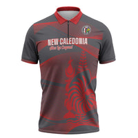 Custom New Caledonia Football Zipper Polo Shirt Allez Les Cagous Grey Version LT14 Grey - Polynesian Pride