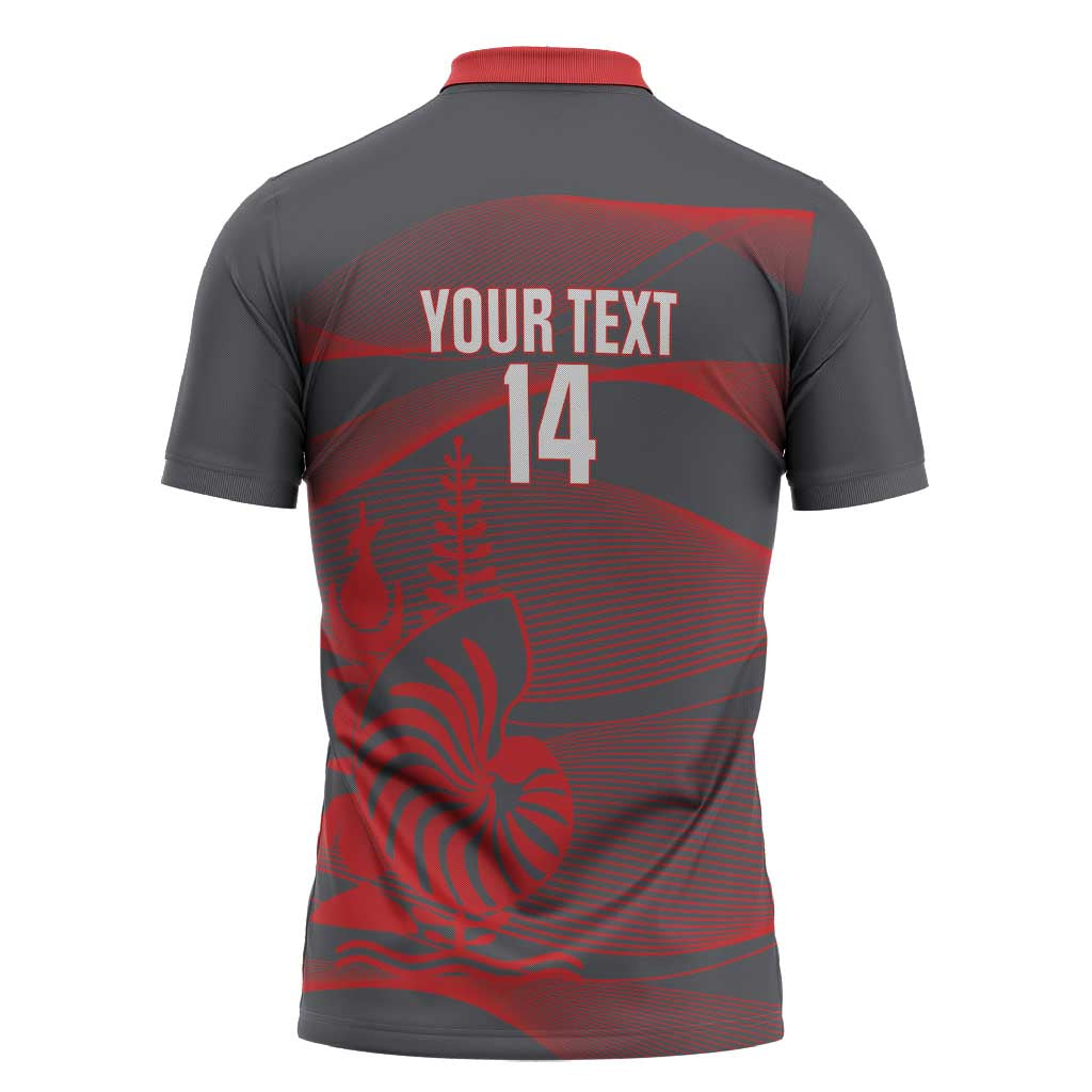 Custom New Caledonia Football Zipper Polo Shirt Allez Les Cagous Grey Version LT14 - Polynesian Pride