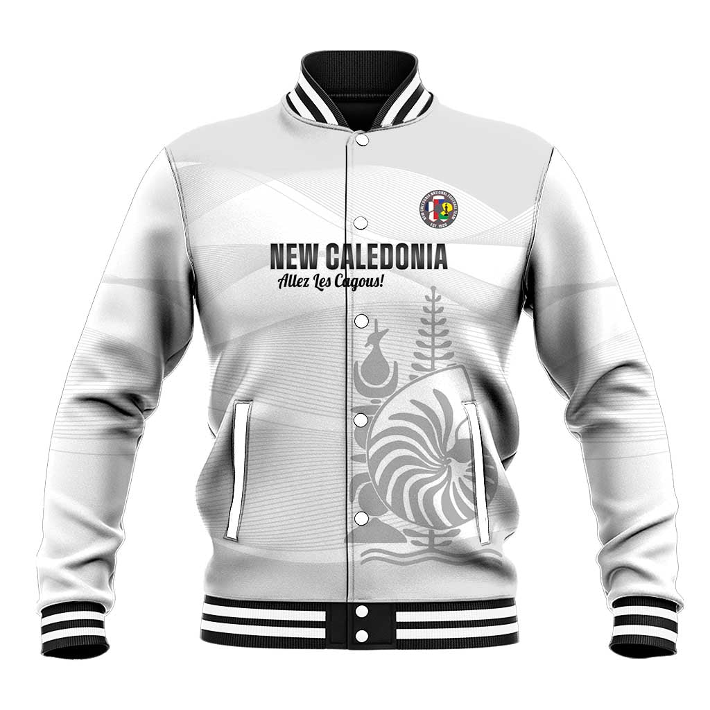Custom New Caledonia Football Baseball Jacket Allez Les Cagous White Version - Polynesian Pride