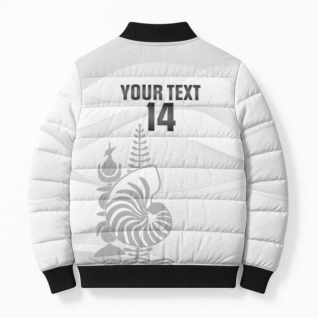 Custom New Caledonia Football Bomber Puffer Jacket Allez Les Cagous White Version LT14 - Polynesian Pride