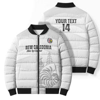 Custom New Caledonia Football Bomber Puffer Jacket Allez Les Cagous White Version LT14 - Polynesian Pride