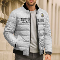 Custom New Caledonia Football Bomber Puffer Jacket Allez Les Cagous White Version LT14 - Polynesian Pride