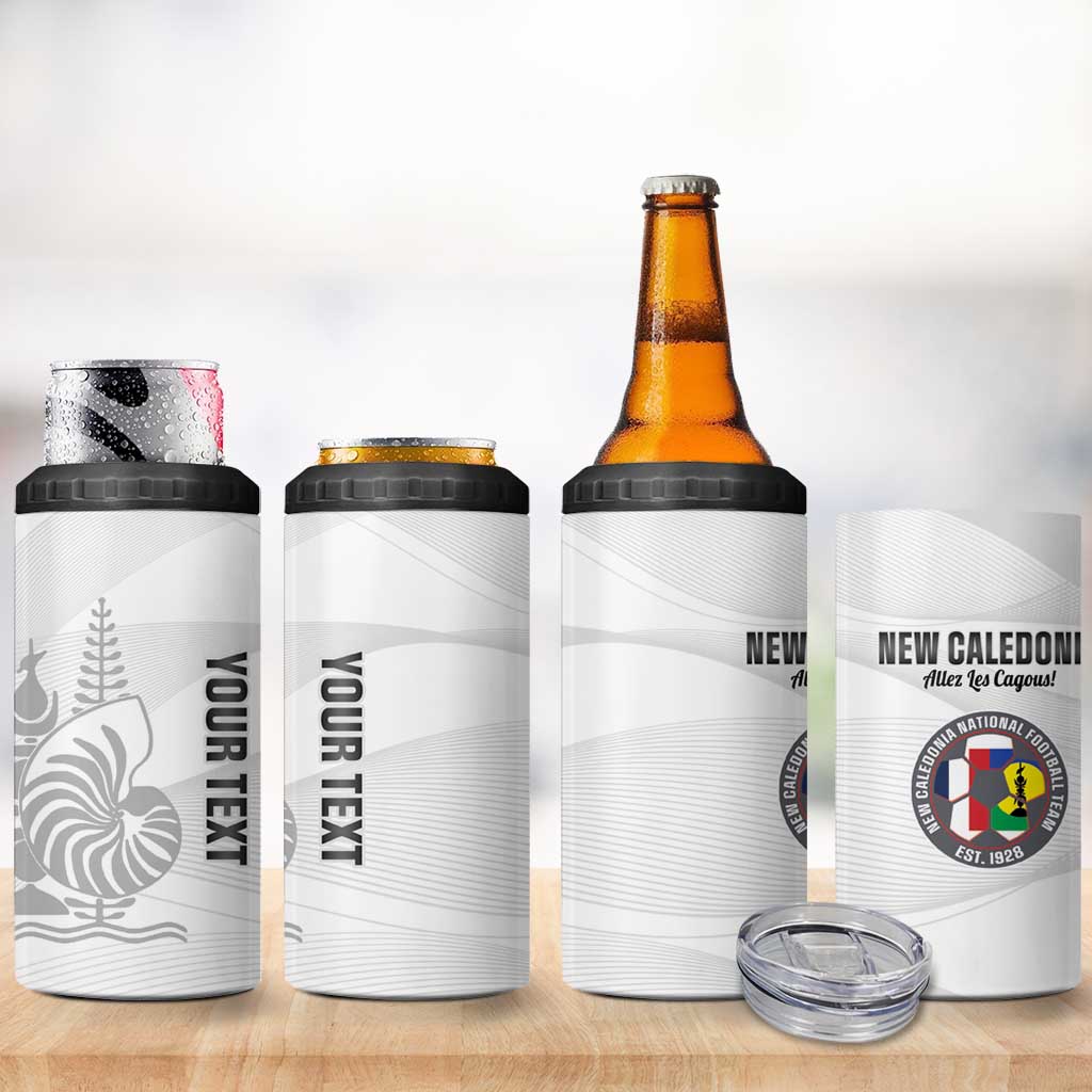 Custom New Caledonia Football 4 in 1 Can Cooler Tumbler Allez Les Cagous White Version LT14 - Polynesian Pride