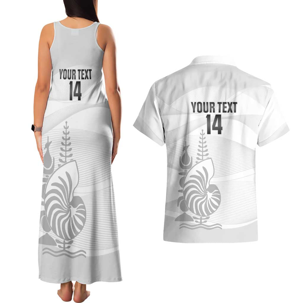 Custom New Caledonia Football Couples Matching Tank Maxi Dress and Hawaiian Shirt Allez Les Cagous White Version - Polynesian Pride