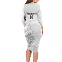 Custom New Caledonia Football Family Matching Long Sleeve Bodycon Dress and Hawaiian Shirt Allez Les Cagous White Version LT14 - Polynesian Pride