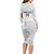 Custom New Caledonia Football Family Matching Long Sleeve Bodycon Dress and Hawaiian Shirt Allez Les Cagous White Version - Polynesian Pride