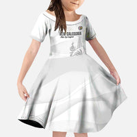 Custom New Caledonia Football Family Matching Mermaid Dress and Hawaiian Shirt Allez Les Cagous White Version LT14 Daughter's Dress White - Polynesian Pride