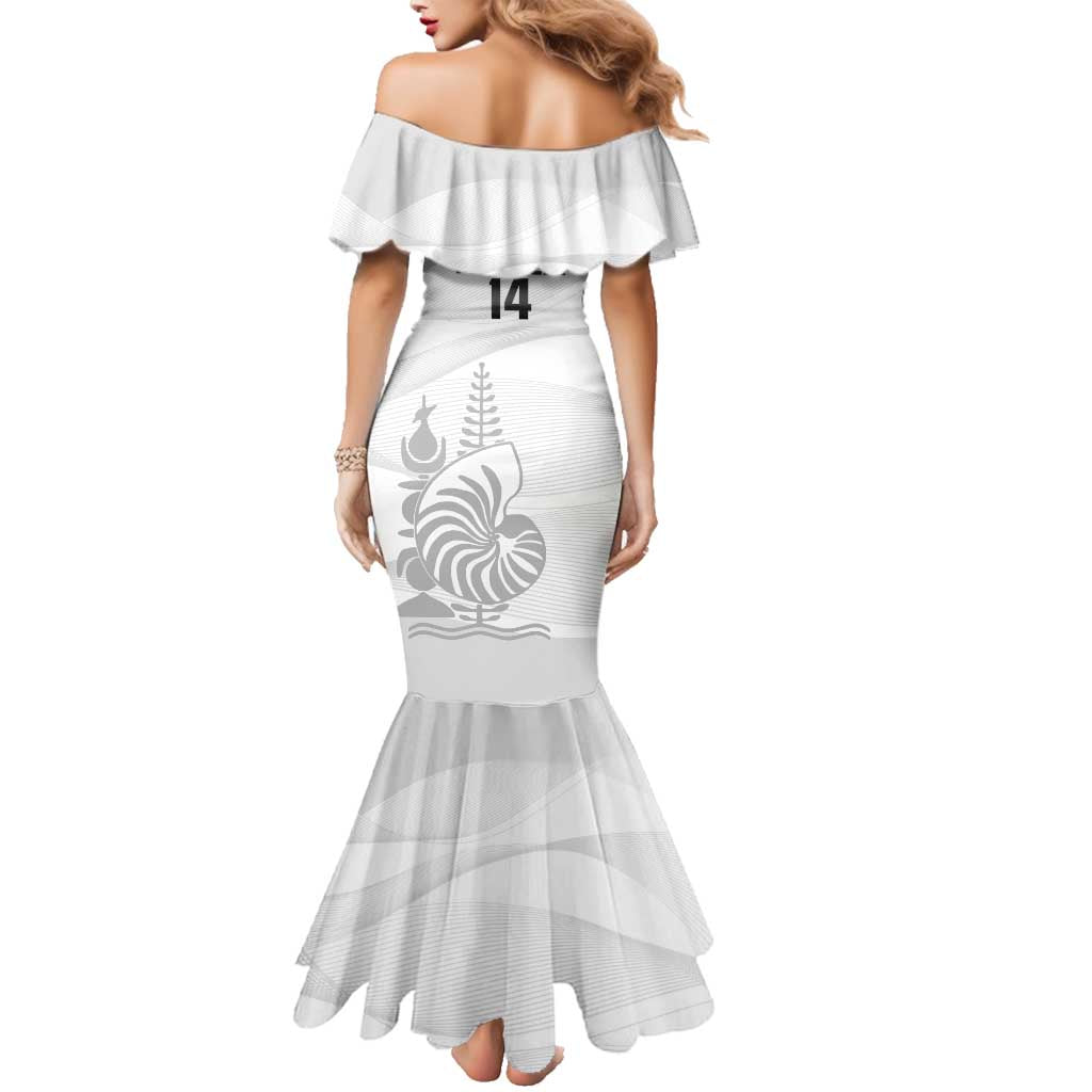 Custom New Caledonia Football Family Matching Mermaid Dress and Hawaiian Shirt Allez Les Cagous White Version LT14 - Polynesian Pride