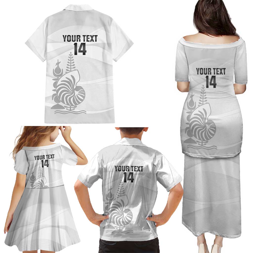 Custom New Caledonia Football Family Matching Puletasi and Hawaiian Shirt Allez Les Cagous White Version - Polynesian Pride
