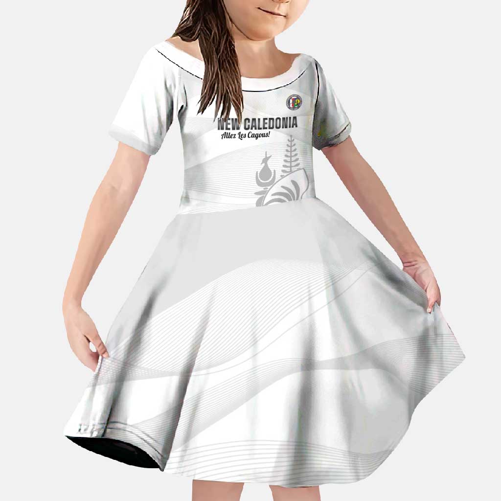 Custom New Caledonia Football Family Matching Short Sleeve Bodycon Dress and Hawaiian Shirt Allez Les Cagous White Version LT14 Daughter's Dress White - Polynesian Pride