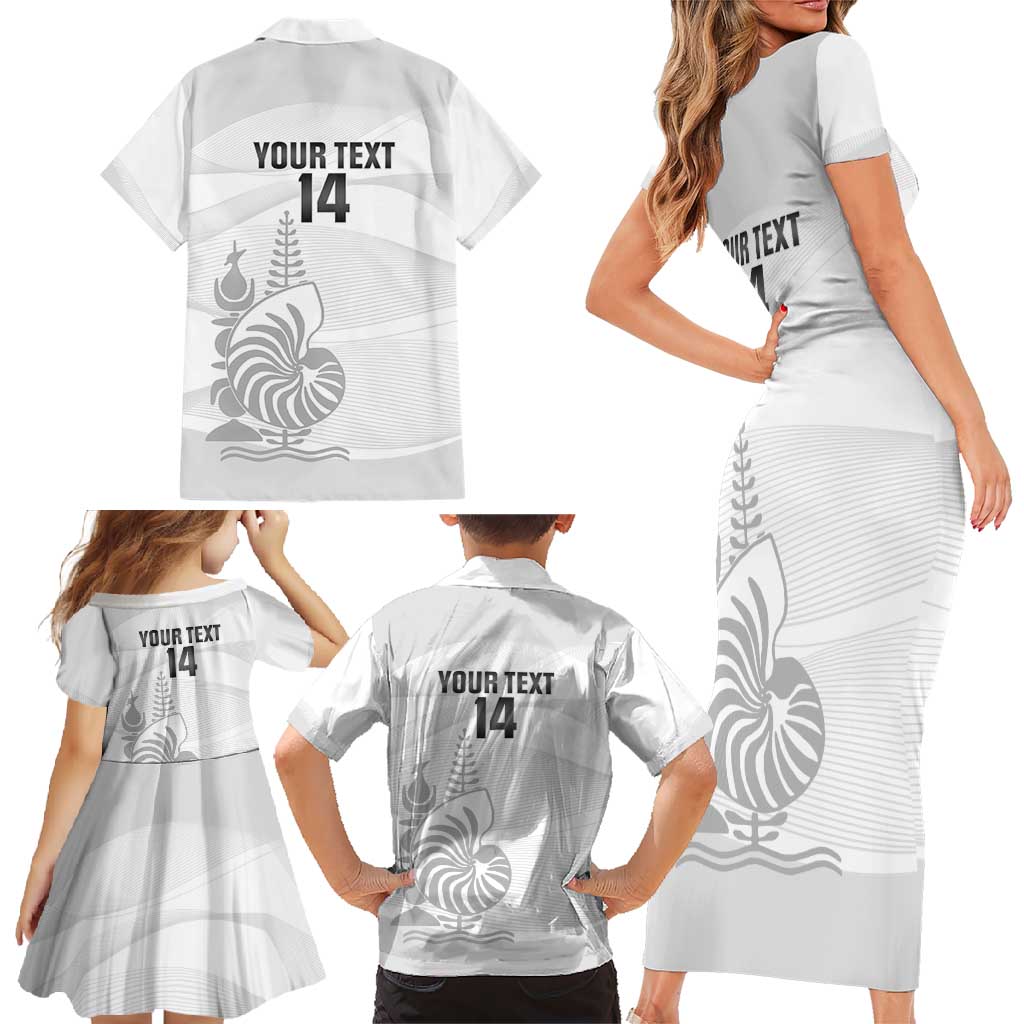 Custom New Caledonia Football Family Matching Short Sleeve Bodycon Dress and Hawaiian Shirt Allez Les Cagous White Version LT14 - Polynesian Pride