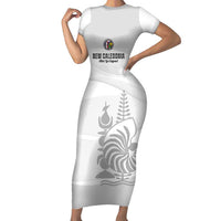 Custom New Caledonia Football Family Matching Short Sleeve Bodycon Dress and Hawaiian Shirt Allez Les Cagous White Version LT14 Mom's Dress White - Polynesian Pride