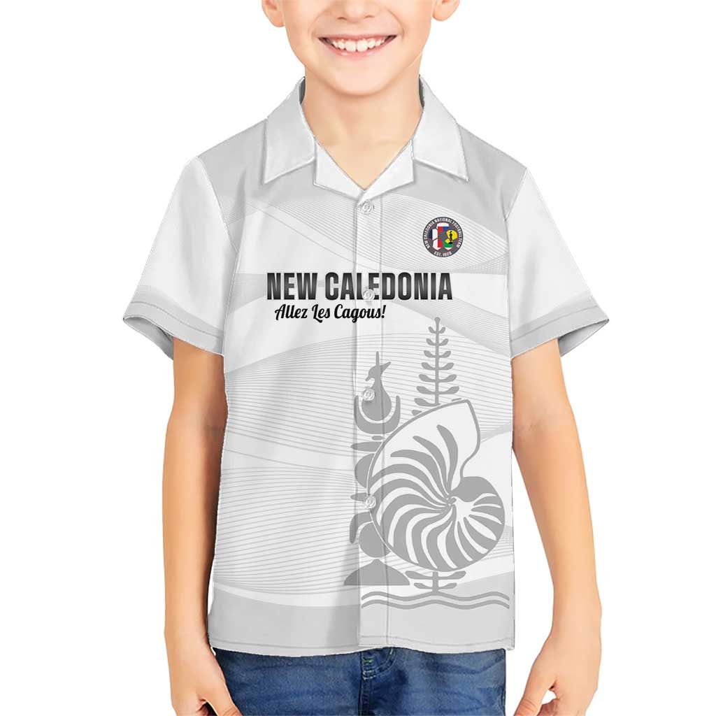 Custom New Caledonia Football Family Matching Short Sleeve Bodycon Dress and Hawaiian Shirt Allez Les Cagous White Version LT14 Son's Shirt White - Polynesian Pride