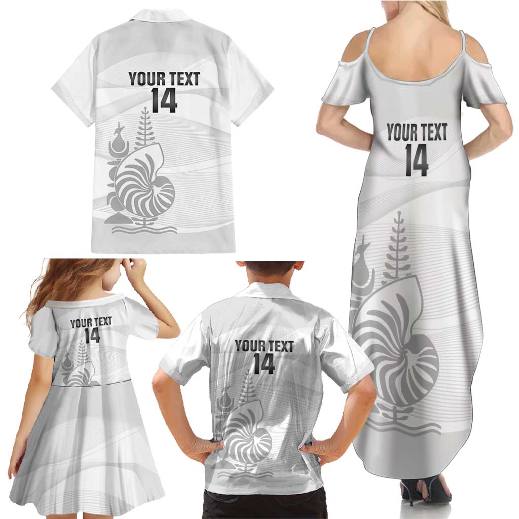 Custom New Caledonia Football Family Matching Summer Maxi Dress and Hawaiian Shirt Allez Les Cagous White Version - Polynesian Pride