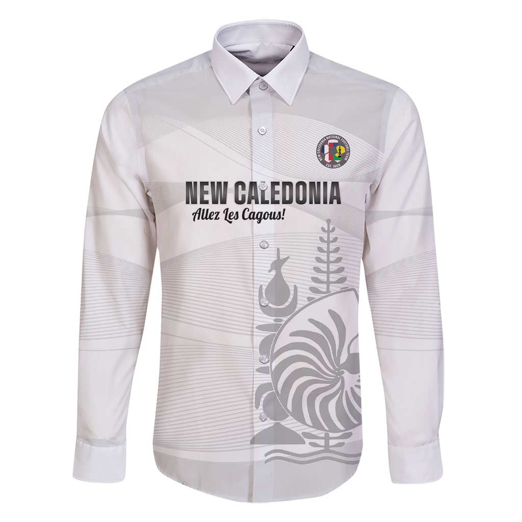Custom New Caledonia Football Family Matching Tank Maxi Dress and Hawaiian Shirt Allez Les Cagous White Version LT14 Dad's Shirt - Long Sleeve White - Polynesian Pride