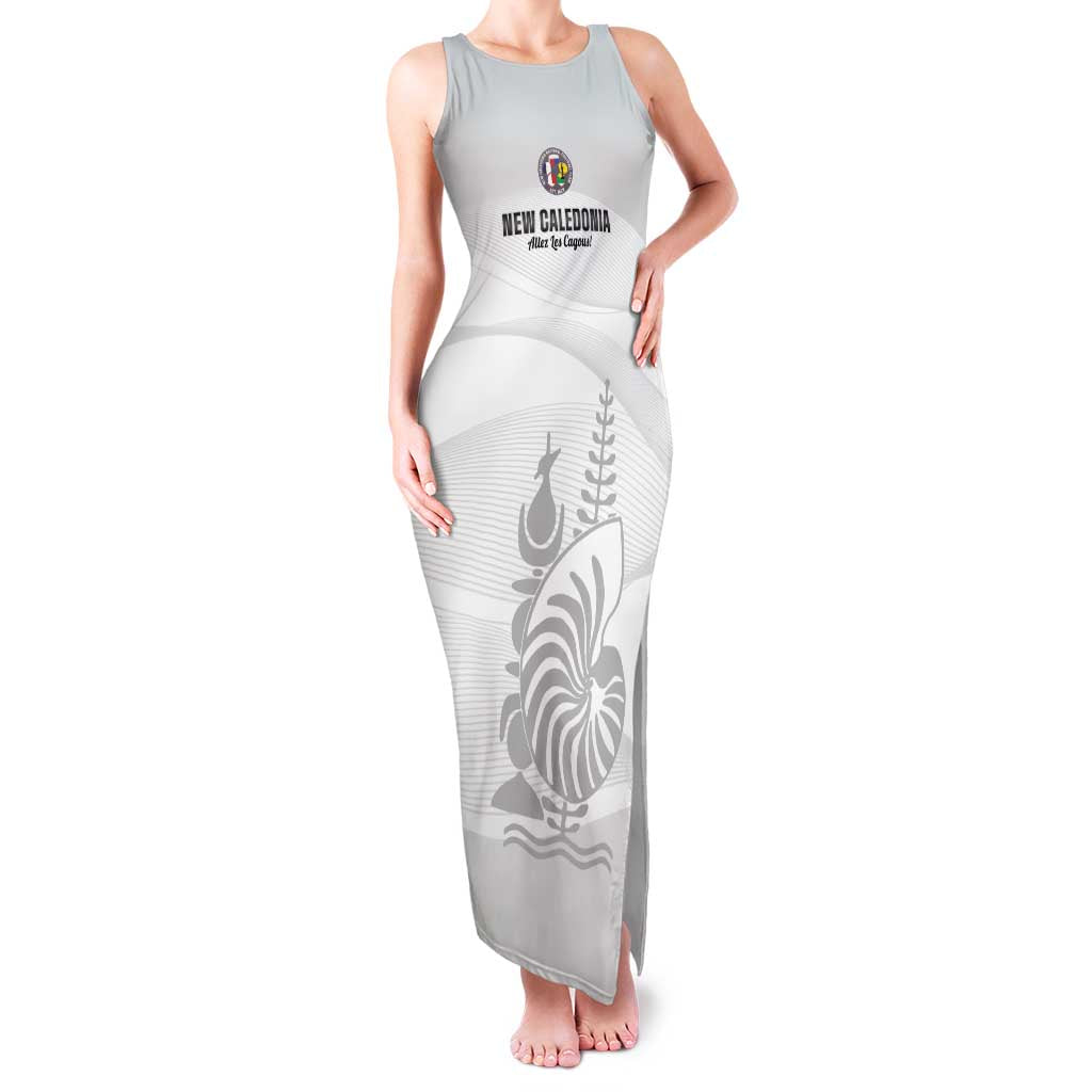Custom New Caledonia Football Family Matching Tank Maxi Dress and Hawaiian Shirt Allez Les Cagous White Version LT14 Mom's Dress White - Polynesian Pride