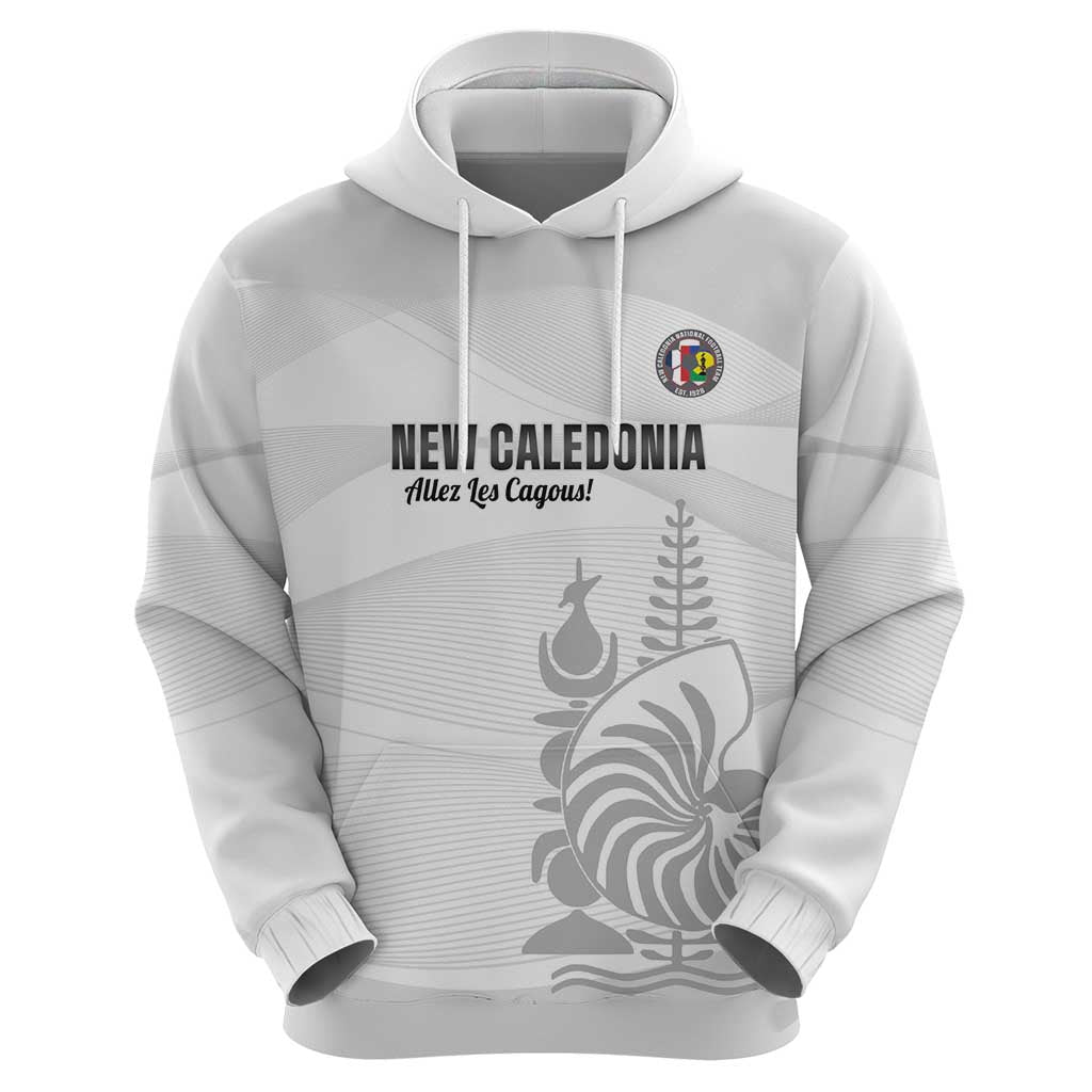 Custom New Caledonia Football Hoodie Allez Les Cagous White Version - Polynesian Pride