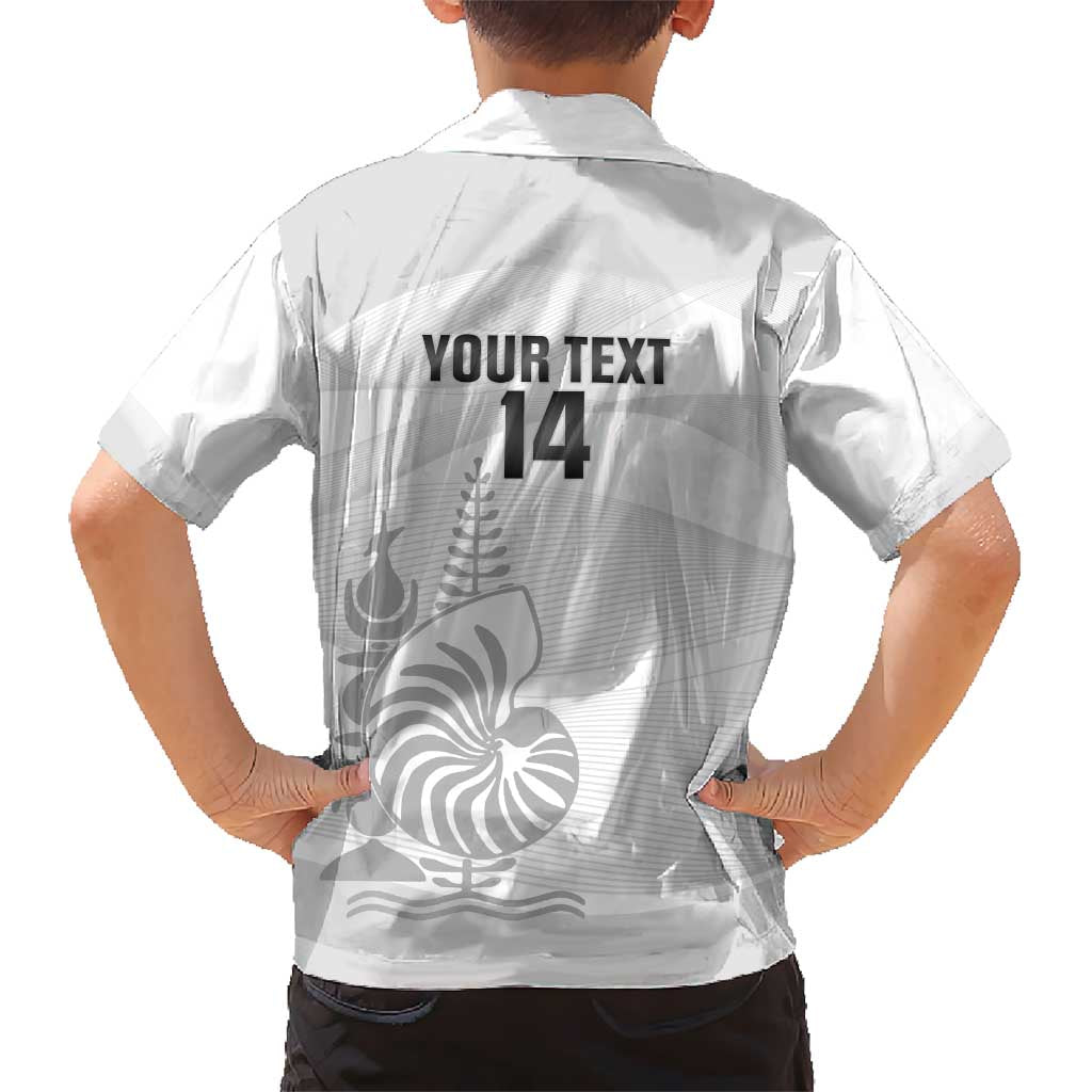 Custom New Caledonia Football Kid Hawaiian Shirt Allez Les Cagous White Version - Polynesian Pride