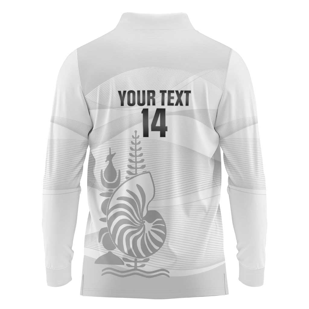 Custom New Caledonia Football Long Sleeve Polo Shirt Allez Les Cagous White Version LT14 - Polynesian Pride
