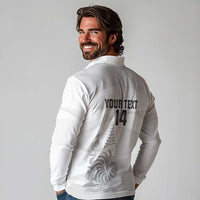 Custom New Caledonia Football Long Sleeve Polo Shirt Allez Les Cagous White Version LT14 - Polynesian Pride