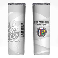 Custom New Caledonia Football Skinny Tumbler Allez Les Cagous White Version LT14 White - Polynesian Pride
