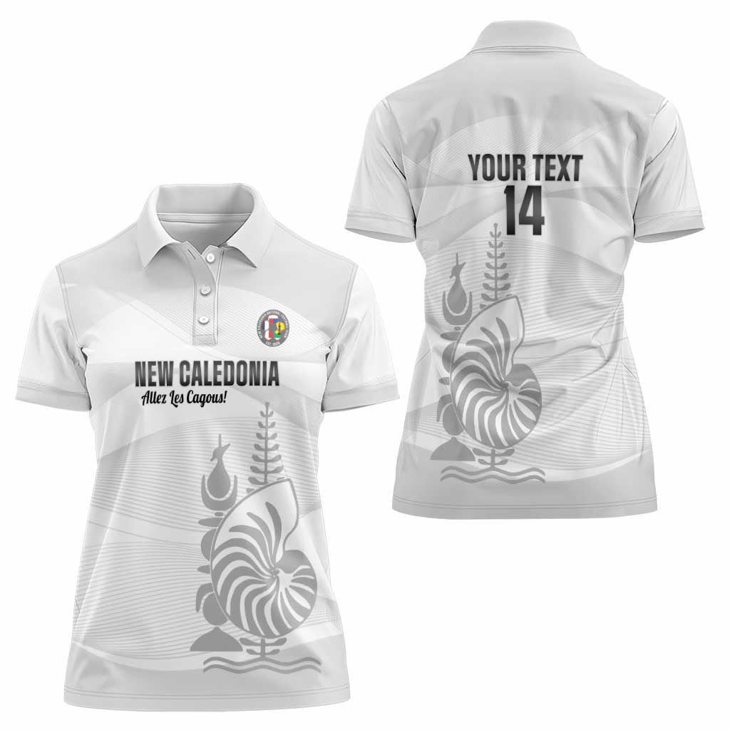 Custom New Caledonia Football Women Polo Shirt Allez Les Cagous White Version LT14 - Polynesian Pride