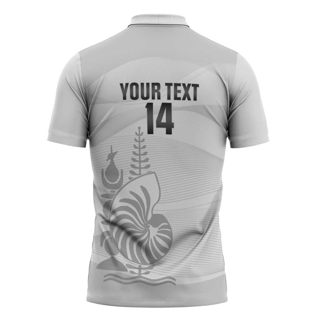 Custom New Caledonia Football Zipper Polo Shirt Allez Les Cagous White Version LT14 - Polynesian Pride