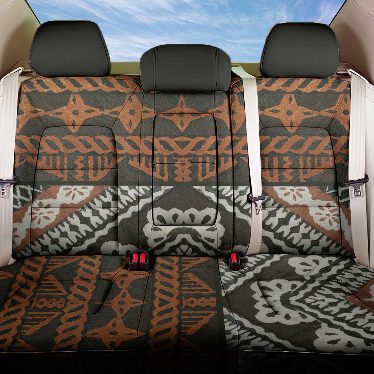 Bula Fiji Tapa Back Car Seat Cover Fijian Masi Vintage Vibes LT14 One Size Brown - Polynesian Pride