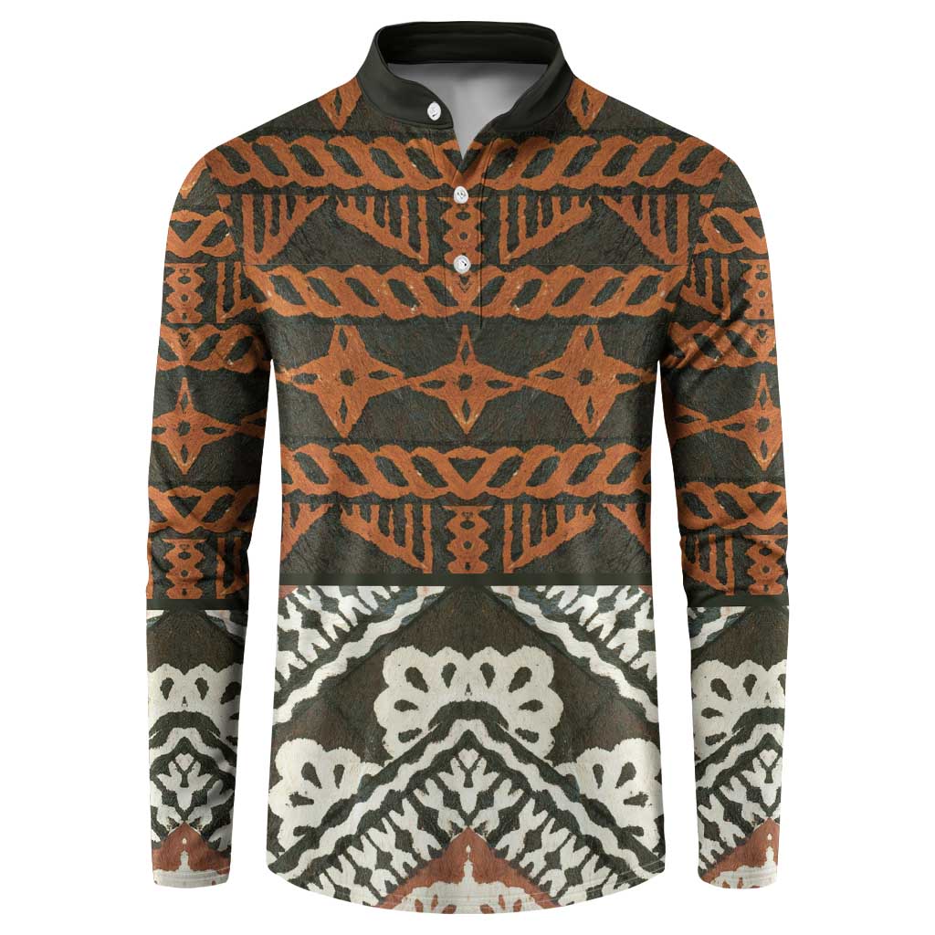 Bula Fiji Tapa Button Sweatshirt Fijian Masi Vintage Vibes - Polynesian Pride