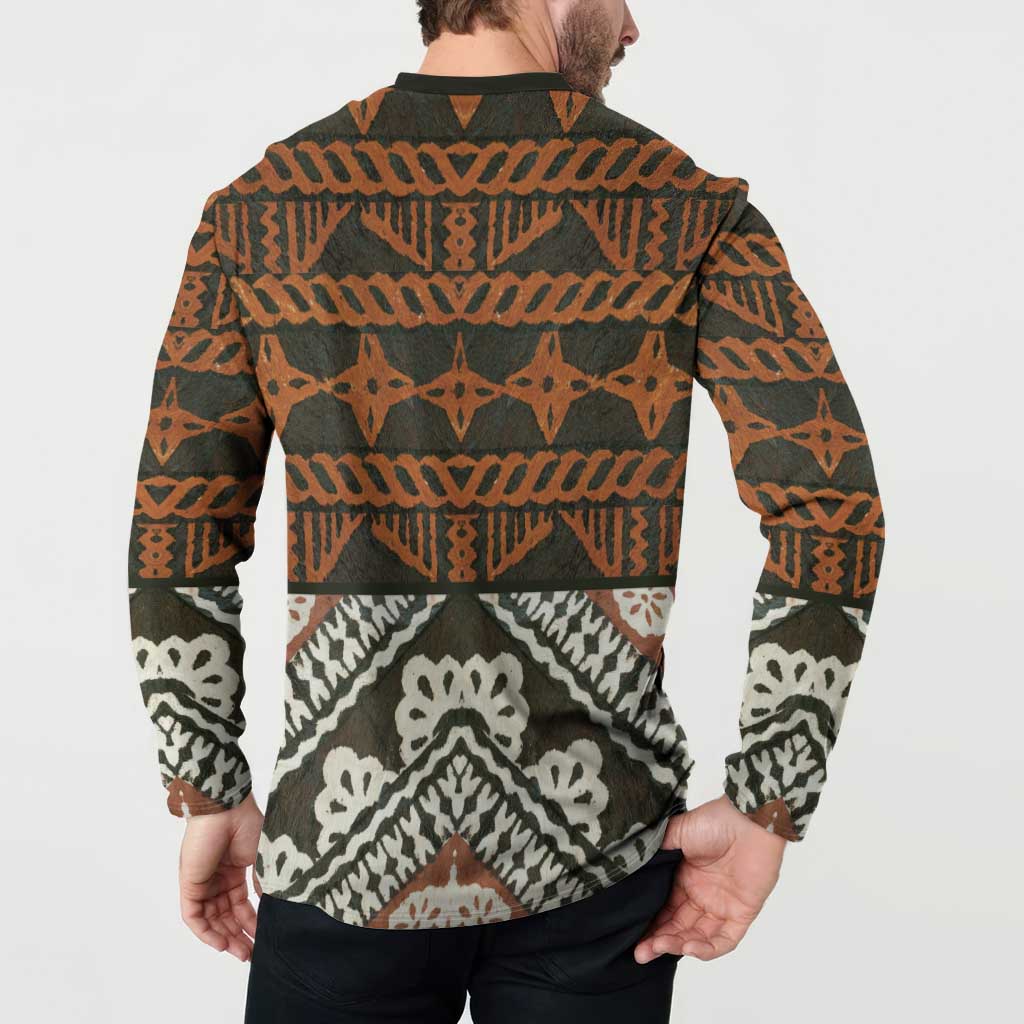 Bula Fiji Tapa Button Sweatshirt Fijian Masi Vintage Vibes - Polynesian Pride