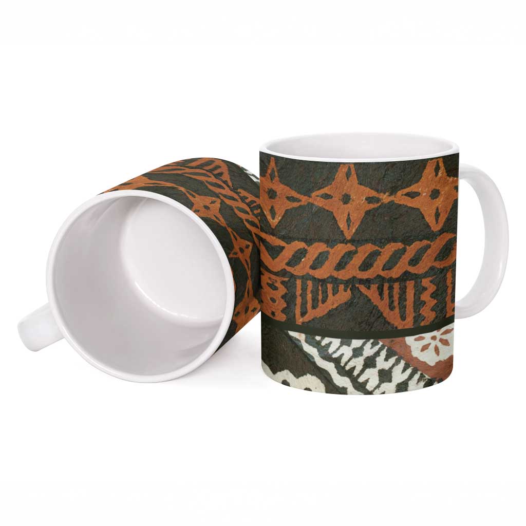 Bula Fiji Tapa Ceramic Mug Fijian Masi Vintage Vibes - Polynesian Pride