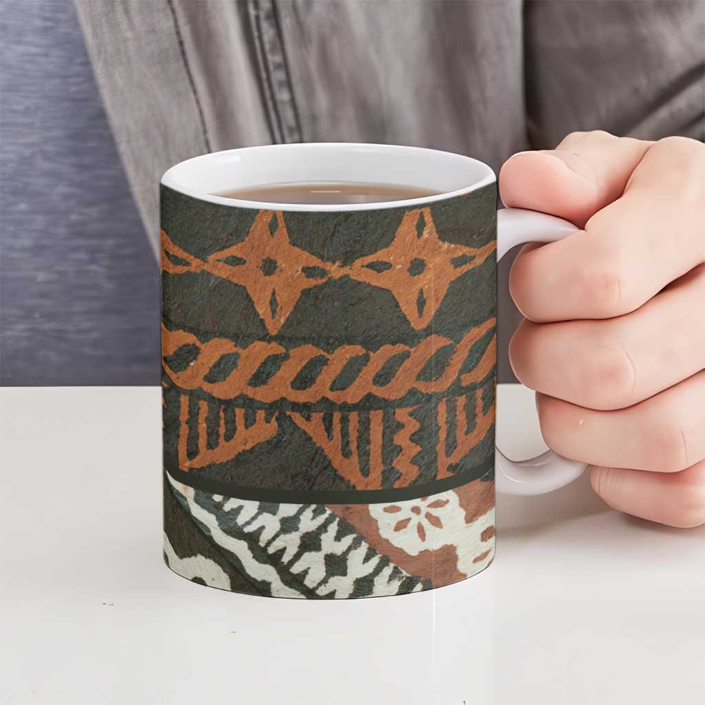 Bula Fiji Tapa Ceramic Mug Fijian Masi Vintage Vibes - Polynesian Pride
