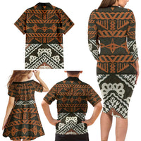 Bula Fiji Tapa Family Matching Long Sleeve Bodycon Dress and Hawaiian Shirt Fijian Masi Vintage Vibes - Polynesian Pride