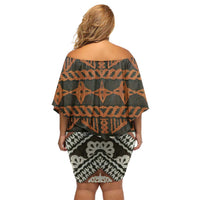 Bula Fiji Tapa Family Matching Off Shoulder Short Dress and Hawaiian Shirt Fijian Masi Vintage Vibes - Polynesian Pride